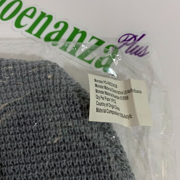 Monster Energy Ultra Beanie Hat Boggin Cuffed Knit Cap Waffle Weave Gray OSFM - Picture 7 of 8